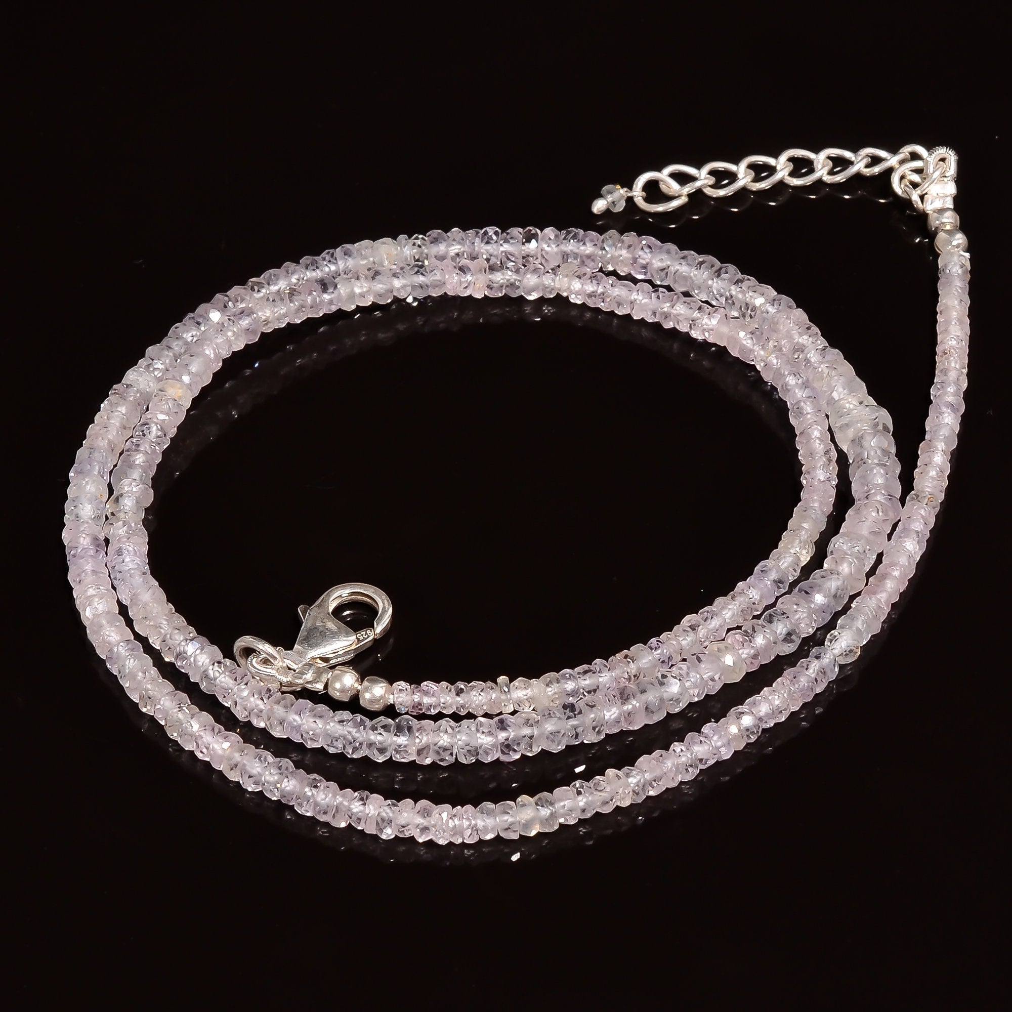 sapphire natural gemstone rondelle shape faceted beads necklace